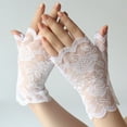 thumbnail image 1 of Lolmot Women Short Lace Gloves Fingerless Floral Bridal Wrist Gloves Opera Evening Wedding Tea Party Prom Cosplay 1920s Costume Accessories, 1 of 3