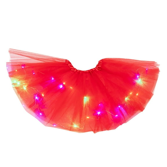Lolmot Women Small Skirt 3 Level Mesh Tulle Princess Skirt Bulb with LED Skirt Tulle Mesh Skirt Plus Size Tutu