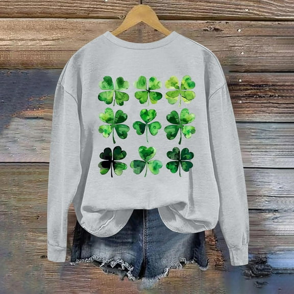 Up to 65 off!Lolmot Women St Patrick's Day Sweatshirts Shamrock Lucky Sweater Pullover Clover Print Casual Irish Long Sleeve Tops