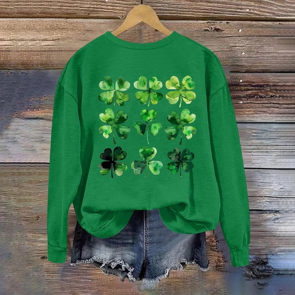 Up to 65 off!Lolmot Women St Patrick's Day Sweatshirts Shamrock Sweater Pullover Clover Print Casual Irish Long Sleeve Tops