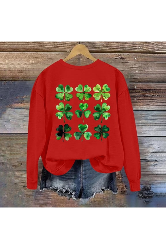 Up to 65 off!Lolmot Women St Patrick's Day Sweatshirts Shamrock Sweater Pullover Clover Print Casual Irish Long Sleeve Tops