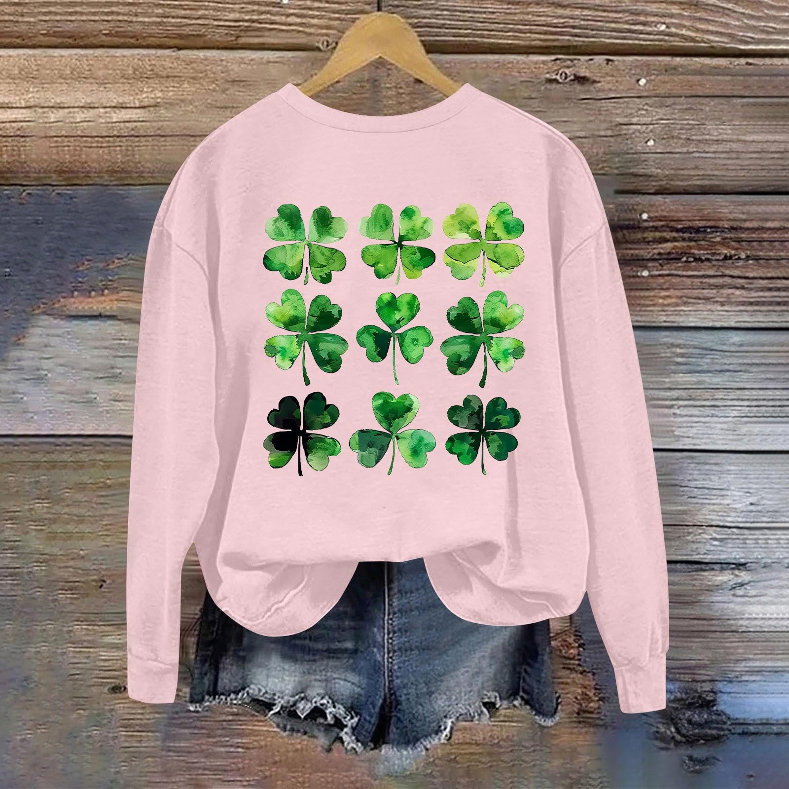 YMING Womens St. Patricks Day Crew Neck Pullover Irregular