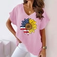 thumbnail image 1 of Up to 65 off!Lolmot Women Sunflower American Flag Shirts Summer Loose Fit Stars Stripes T Shirt Short Sleeve Patriotic Graphic Tees Tops Teen Girl Clothes, 1 of 6