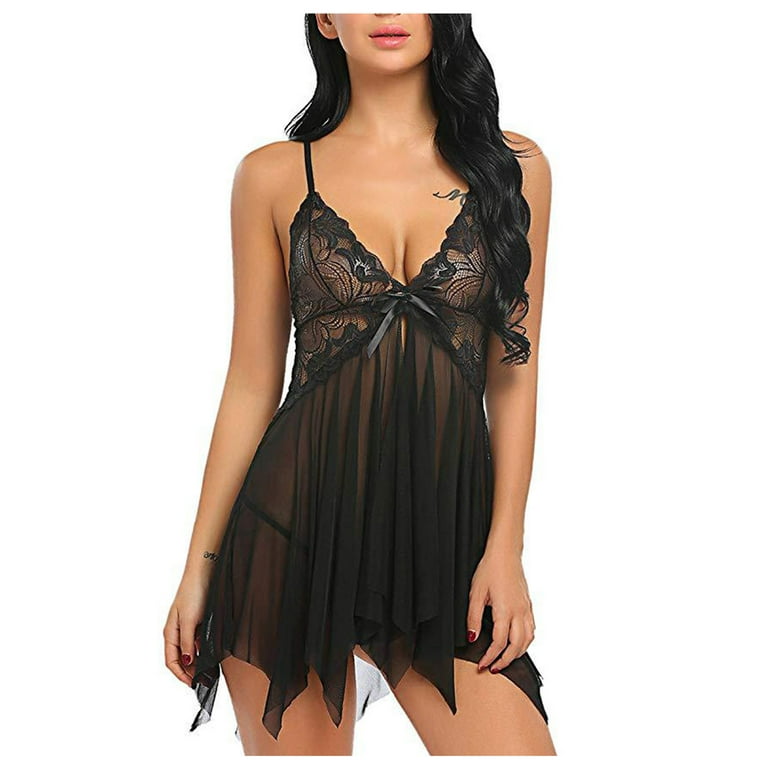Lolmot Women Underwear Bra with Panties Lace Cut out See-through  Underclothes Underpants Nightdress Sexy Lingerie Roleplay Sets 