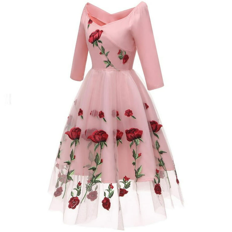 Rose embroidered dress 2025