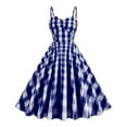 thumbnail image 1 of Lolmot Women Vintage Plaid Polka Dot 1950s Rockabilly Halter Audrey Hepburn Dress Retro Classic Pleated Swing Dress Evening Party Cocktail Dress, 1 of 4