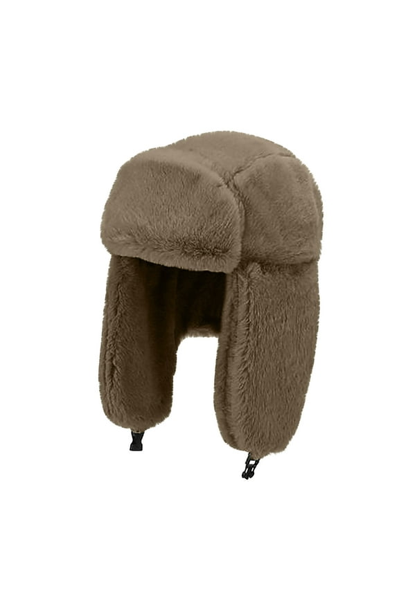 Lolmot Women Winter Cozy Plush Ushanka Russian Hat Windproof Full Hood Earflap Hat Warm Cold Proof Ski Hunting Cycling Trapper Hats