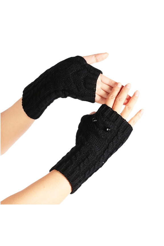 Lolmot Women Winter Warm Knit Fingerless Gloves Thumbhole Arm Warmers Mittens Soft Warm Hand Crochet Mitten Gloves