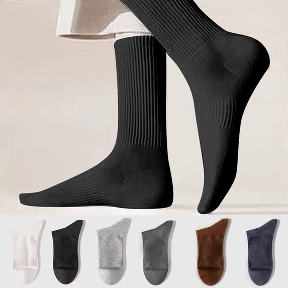 Lolmot Women's 100% Cotton Socks Unisex Solid-Color Comfortable Breathable Knit Mid-Calf Socks Soft Stretchy Casual Daily Dress Socks