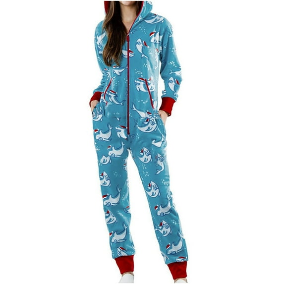 Lolmot Women's Fashion Casual Hooded Pajamas Plaid Print Christmas Pajamas Romper Homewear Adults Funny Festival Party Club One Piece Pajamas Sleepwear