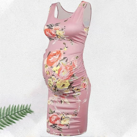 Up to 65 off!Lolmot Women's Floral Maternity Dress Summer Stretch Tank Dress Sexy Scoop Neck Leopard Print Sleeveless Bodycon Midi Dress Pregnancy Clothes