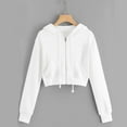 thumbnail image 1 of Up to 65 off!Lolmot Women's Full Zip Up Cropped Hoodie Casual Long Sleeve Hooded Sweatshirts Y2K Teen Girl Clothes Streetwear Basic Color Crop Tops Jacket with Pocket, 1 of 8