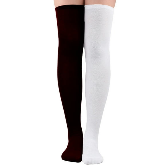 Lolmot Women's Halloween Thigh High Socks Yin Yang Color Block Solid Color Over the Knee Stockings Masquerade Stockings