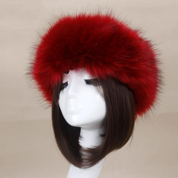 Lolmot Women's Hat, Hollow Top, Imitation Fur, Thickened Hat, Warm Hat Ring, Hood Cover, Plush Brimless Hat