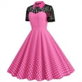 thumbnail image 1 of Lolmot Women's Lapel Hepburn Dress 50s 60s Vintage Polka Dot Cocktail Audrey Rockabilly A-Line Wedding Party Midi Dress Short Sleeve Swing Party Evening Prom Gown Dress, 1 of 5