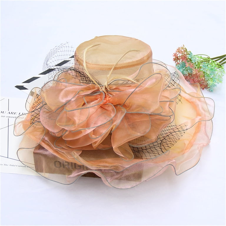 Beautiful Floppy Gold Organza Hat Kentucky Derby Church Spring Summer Amazon.com: IZUS Women main image 3