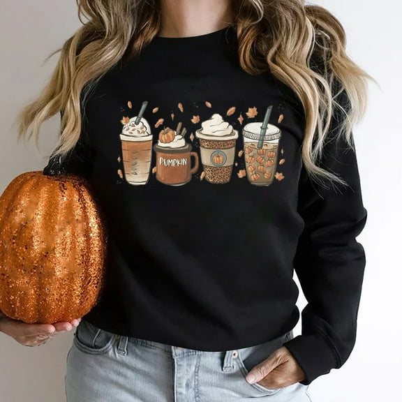 Lolmot Women's Plus Size Halloween Pullovers Sweatshirts Fun Pumpkin Graphic Print Long Sleeve Crewneck Sweatshirts Tops