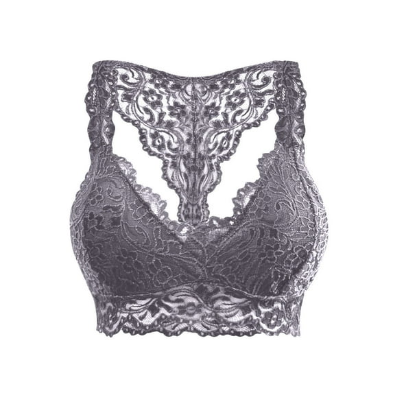 Lolmot Women's Plus Size Sexy Kiss Bralette Floral Lace Crop Bras Push Up Vest Tank Top Bra Lingerie V Neck Wrap Wirefree Bralette Extra-Elastic Underwear Bra
