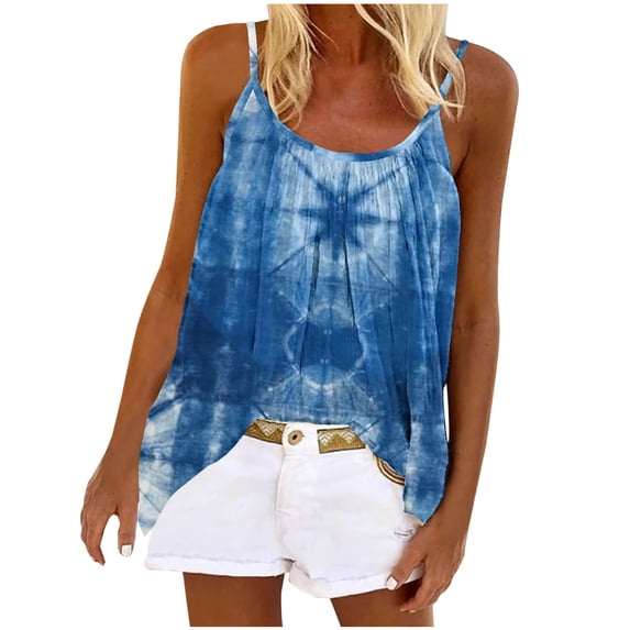 Lolmot Women's Round Neck Tank Top Summer Sexy Bohemia Print Sleeveless Camisole T-Shirt Casual Vest Tee Tank Tops
