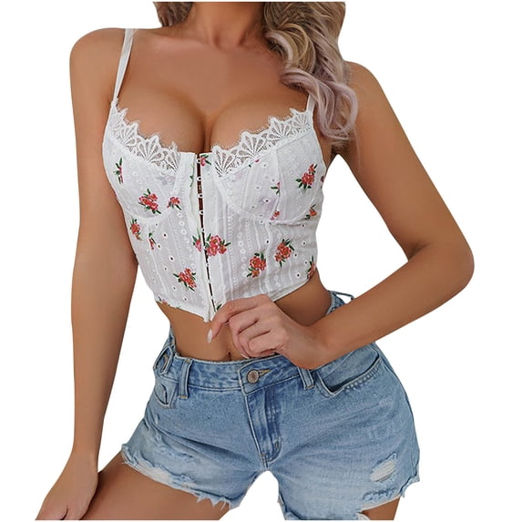 Lolmot Women's Sexy Vest, Fashion Floral Print Lingerie Lacing Hollow Top Girdle Breastplate Suspender Corset