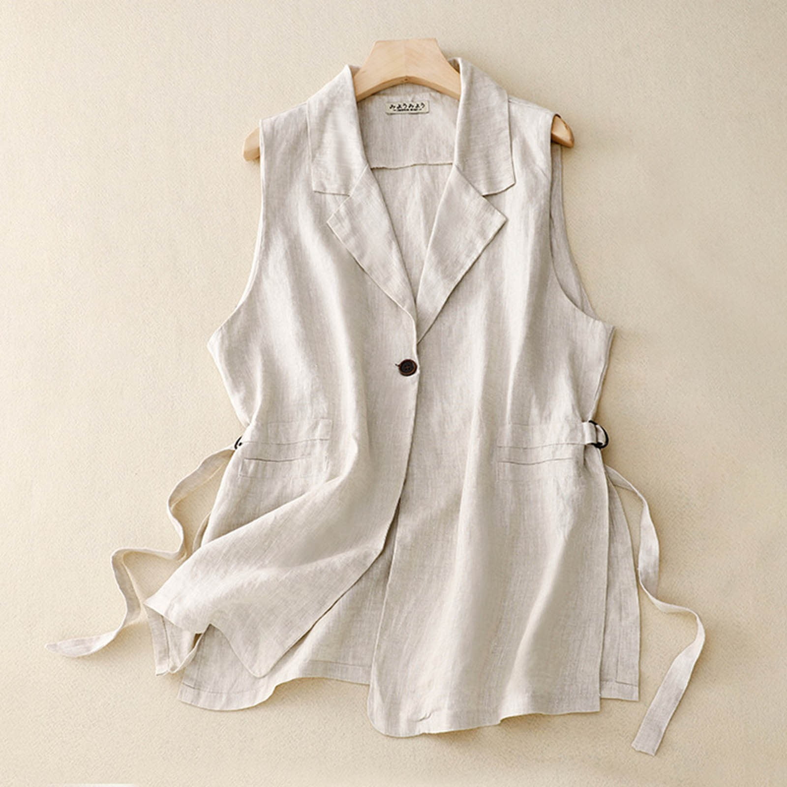 White fashion Button drawstring Winter Sleeveless down vest main image 1