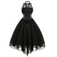 thumbnail image 1 of Lolmot Women's Sleeveless Gothic Dress with Corset Halter Steampunk Swing Dress Sexy Lace Round Neck Banquet Festival Off Shoulder Party Dresses Halloween Costume, 1 of 4
