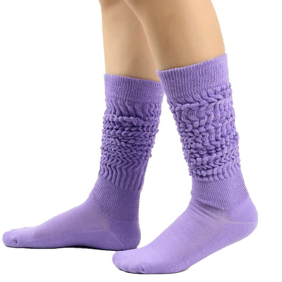 Lolmot Women's Solid Color Warm Stockings From the 1980s to 1990s, Super Long Tight Knit Pile Socks Slouch Socks Stacked Scrunch Socks Knee High Socks