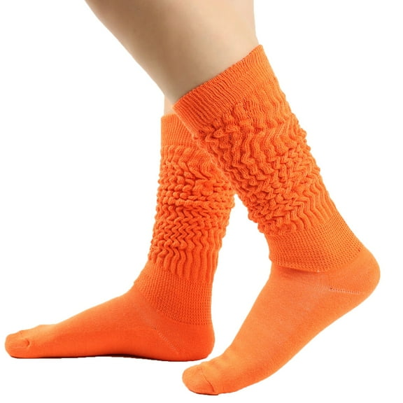 Lolmot Women's Solid Color Warm Stockings From the 1980s to 1990s, Super Long Tight Knit Pile Socks Slouch Socks Stacked Scrunch Socks Knee High Socks