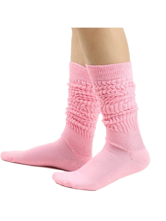 Women's Solid Color Warm Stockings From the 1980s to 1990s, Super Long Tight Knit Pile Socks Slouch Socks Stacked Scrunch Socks Knee High Socks