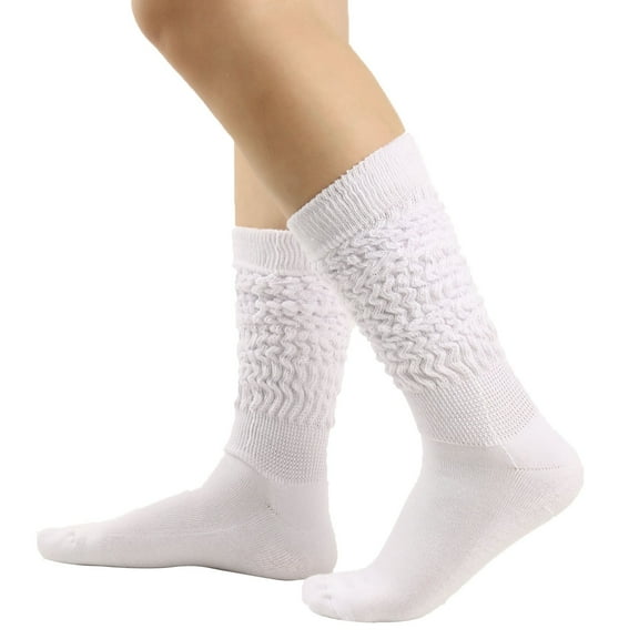 Lolmot Women's Solid Color Warm Stockings From the 1980s to 1990s, Super Long Tight Knit Pile Socks Slouch Socks Stacked Scrunch Socks Knee High Socks