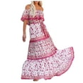 thumbnail image 1 of Lolmot Women's Summer Casual Sexy Off Shoulder Holiday Dress Strapless Bandeau Elasticity Printing Tube Bohemian Beach Long Dress, 1 of 5