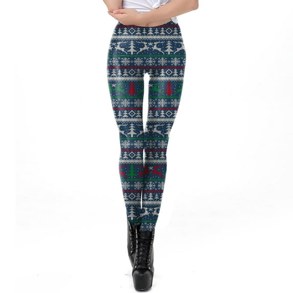 Lolmot Women's Ugly Christmas Leggings Xmas High Waisted Stretchy Holiday Santa Claus Print Workout Ankle Length Yoga Pants Tights Leggings