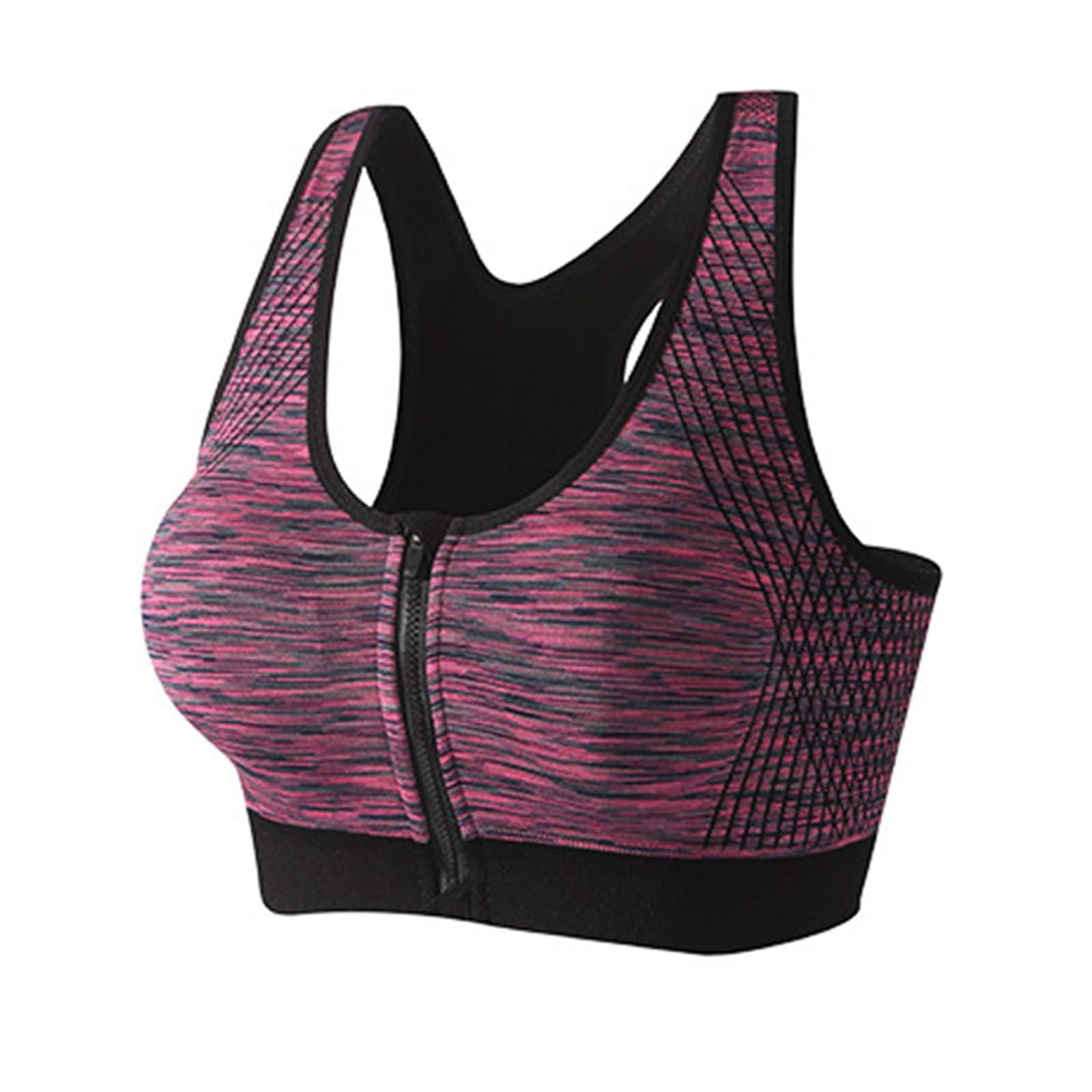 Lolmot Women's Zip Front Sports Bra Wireless Breathable Closure Underwear  Active Yoga Running Gym Workout Sports Bras Cozy Bra High Impact Bras 
