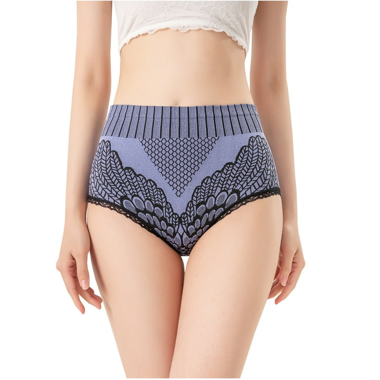 Lolmot Women's lace-trimmed High Waist Butt Lifter Briefs Seamless Basic  Laser Cut Panties Shapewear Tummy Tuck Panties