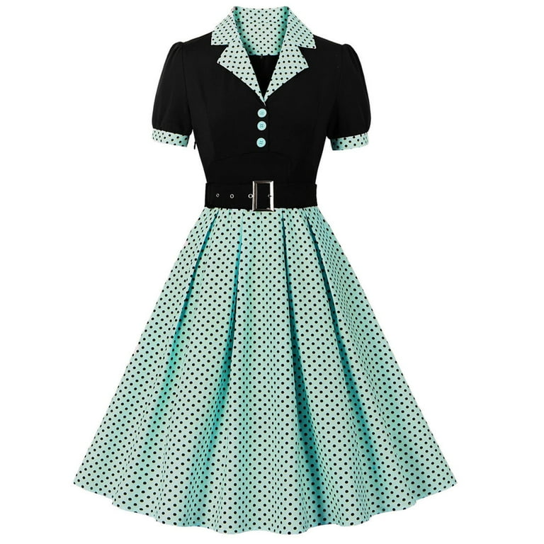 Elegant Polka Dot Contrast V Neck Waist Skirt Dresses Elegant Polka Dot Contrast V Neck Waist Skirt Dresses