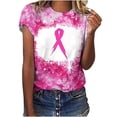 thumbnail image 1 of Lolmot Womens Breast Cancer Awareness Tops Casual Loose Pink Ribbon Print Summer Short Sleeve Round Neck Plus Size Tops T-Shirt, 1 of 5