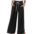 thumbnail image 1 of Lolmot Womens Casual Drawstring Elastic Waist Solid Comfy Jogging Jogger Pants with Pockets Womens Yoga Sweatpants Wide Leg Pants, 1 of 5