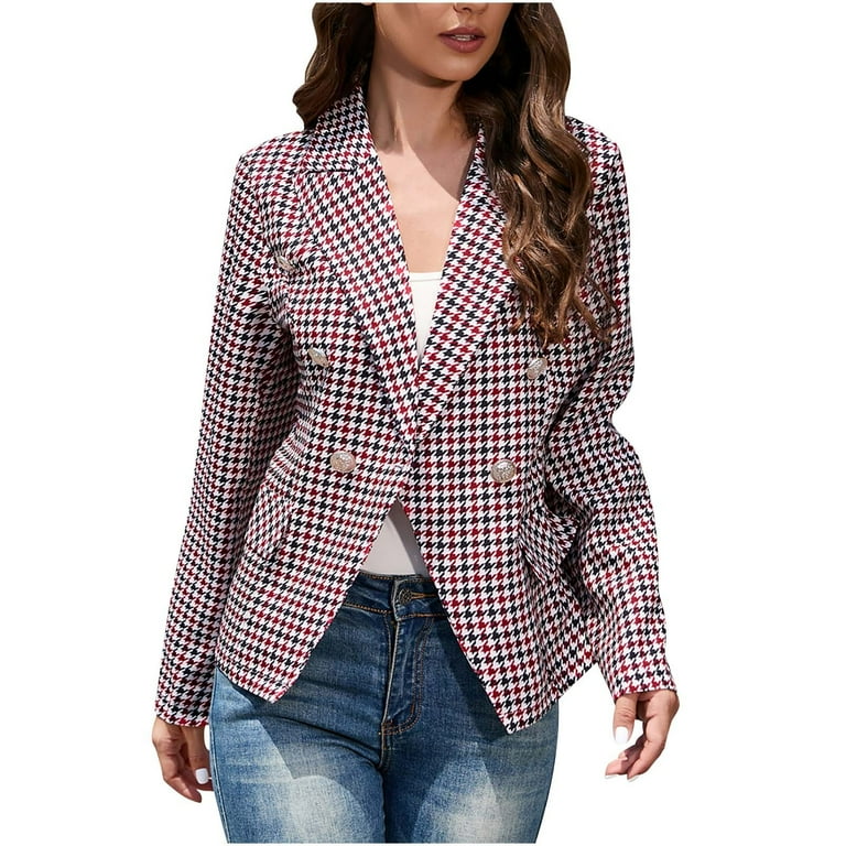 Casual Plaid Long Sleeve Lapel Blazer Casual Plaid Long Sleeve Lapel Blazer