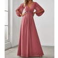 thumbnail image 1 of Lolmot Womens Elegant Sexy V-Neck Long Sleeve Chiffon Dress Grecian Flowy Wrap Maxi Evening Dress Party Dress, 1 of 5