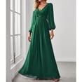 thumbnail image 1 of Lolmot Womens Elegant Sexy V-Neck Long Sleeve Chiffon Dress Grecian Flowy Wrap Maxi Evening Dress Party Dress, 1 of 5