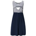 thumbnail image 1 of Lolmot Womens Maternity Dress Summer Sleeveless Crew Neck Striped Stitching Tank Mini Dresses Casual Loose Breastfeeding Nursing Dress on Clearance, 1 of 3