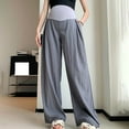 thumbnail image 1 of Lolmot Womens Maternity Pants Over The Belly Dress Work Pregnancy Pants Comfy Palazzo Lounge Wide Leg Cotton Linen Trousers with Pockets, 1 of 4