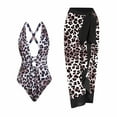thumbnail image 1 of Lolmot Womens One Piece Swimwear Bathing Suit Swimsuit One-Piece Swimsuit Bikini Lace up Swimsuit Deep V Floral Print Skirt Chiffon 2-Piece Tank Set, 1 of 5