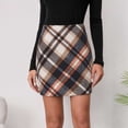 thumbnail image 1 of Lolmot Womens Plaid Flannel Skirts, Y2K Classic Fit High Rise Mini Skirt, Stretchy Pencil Skirts, Fall Winter Business Outfits, 1 of 9