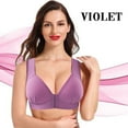 thumbnail image 1 of Under $5.00,Lolmot Womens Plus Size Front Closure Bra Comfortable Rib Wirefree Back Support Posture Bra Soft Everyday Push Up Bra, 1 of 8