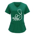 thumbnail image 1 of Lolmot Womens Scrubs Love Heart ECG Print Short Sleeve V-Neck Medical Scrub Tops Casual Stretch Nursing Uniform Working Uniform with Pocket, 1 of 1