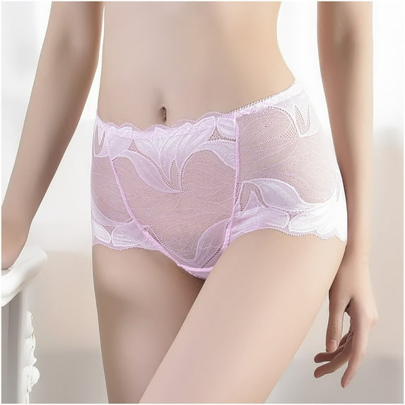 Lolmot Womens Sexy Underwear Lace Panties High Waisted Plus Size Ladies Brief for Women Sexy Sheer Floral Lace Hipster Panty for Ladies