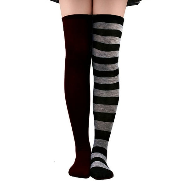 Lolmot Womens Striped Thigh High Stockings Over the Knee Socks Leg Warmers Christmas Socks Halloween Cosplay Costume