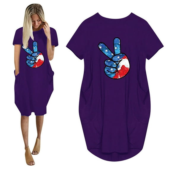 Up to 65 off!Lolmot Womens Summer Short Sleeve T Shirt Dress 4th of July Dresses Victory Figured Long Shirt Top Casual Loose Tee Dress with Pockets