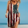 thumbnail image 1 of Lolmot Womens Summer Tank Mini Dress 4th of July American Flag Print Sleeveless Dress Casual Ruffle Floral Beach Party Sundress on Clearance, 1 of 6